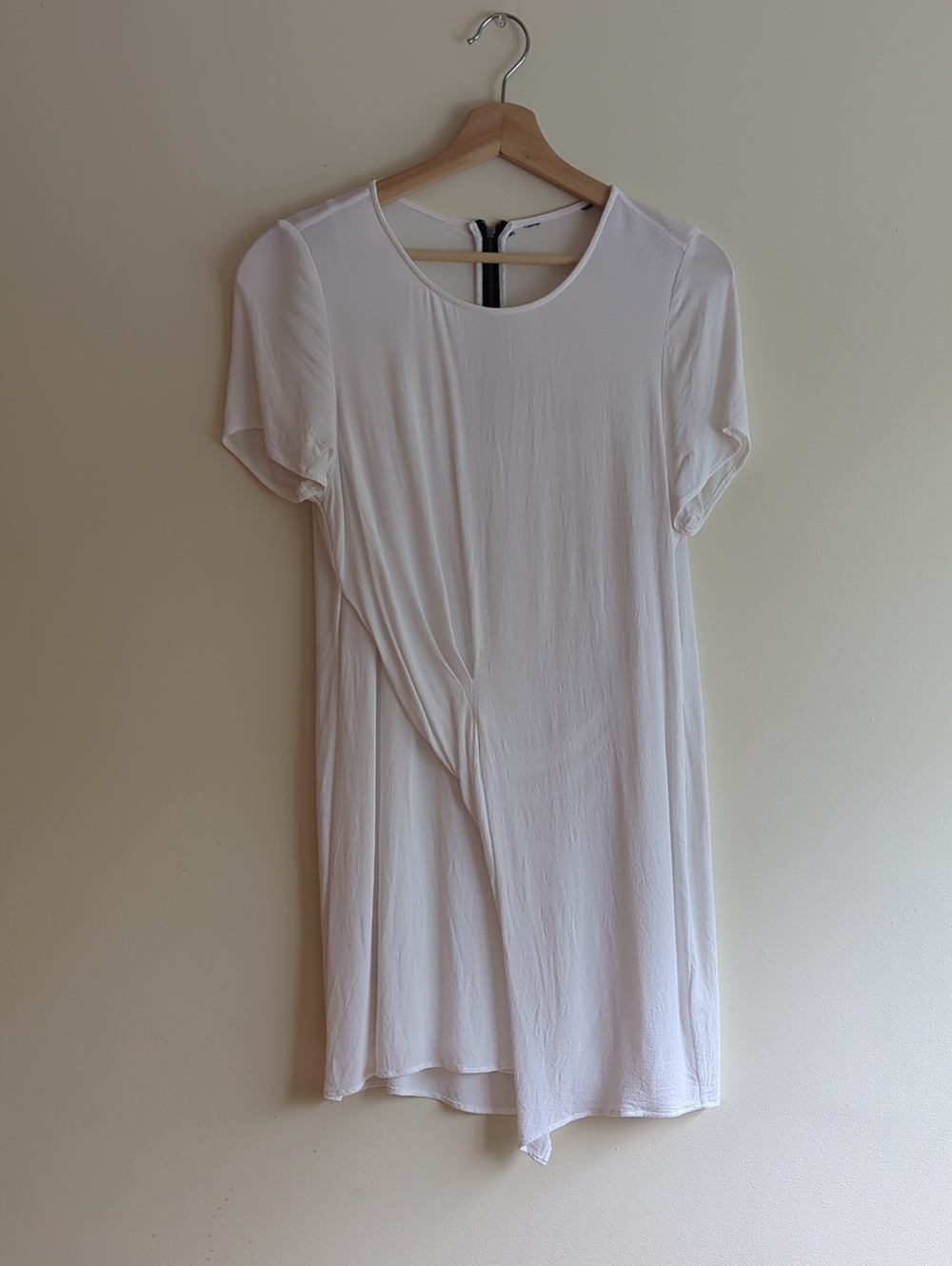 Women’s Asymmetrical White Dress - Minimal Short Sleeve